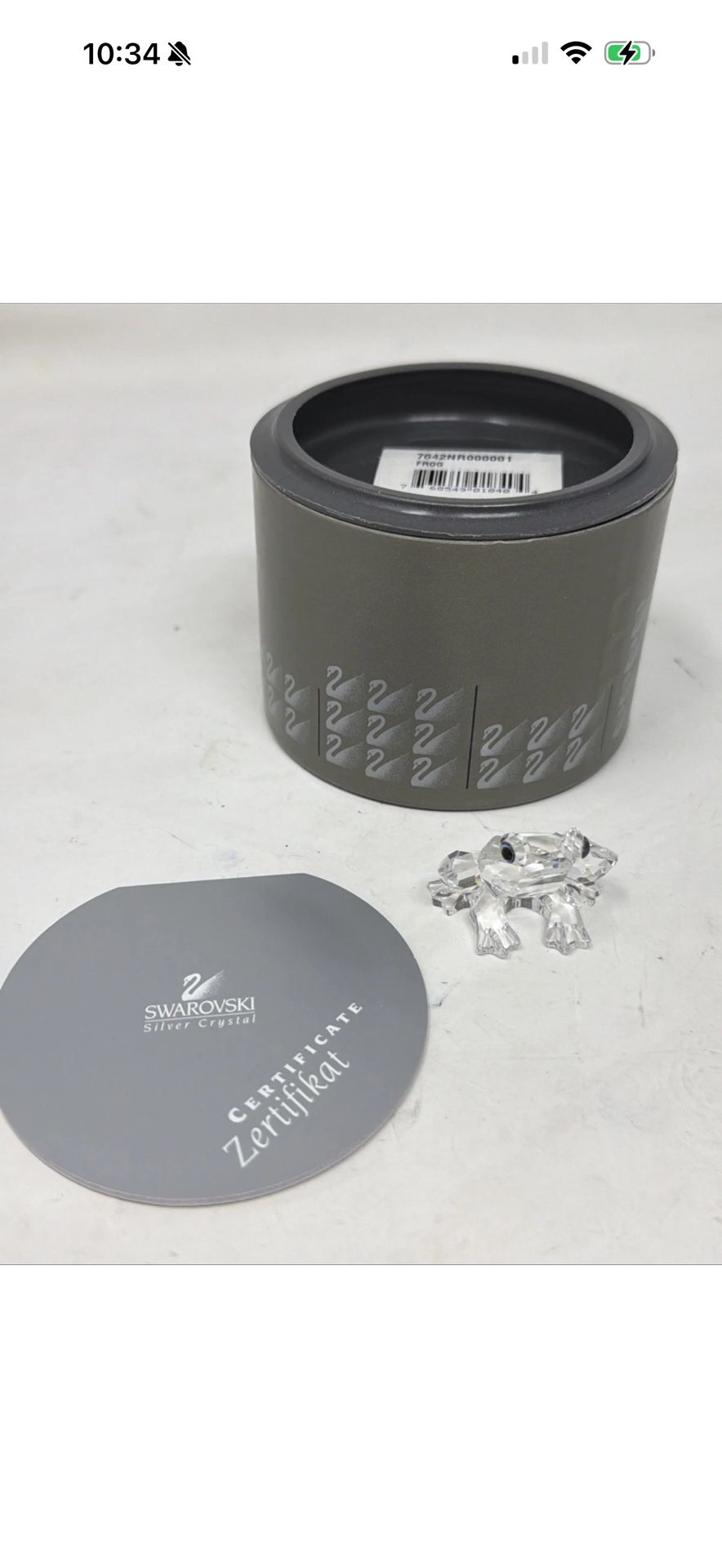 Swarovski Crystal Frog Figurine- 7642 NR000001 with box, Certificate