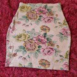 VINTAGE YES CLOTHING~ PINK FLORAL MINI SKIRT!