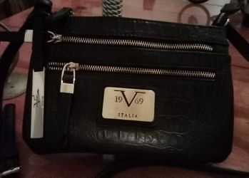 V Italia Versace 1969 Metallic leather shoulder handbag silver made in Italy