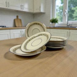 Lenox Springdale Saucer Plates Set of 8 Ivory Platinum Trim 5 5/8” USA