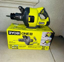 RYOBI ONE+ 18V Drain Auger with 35 ft Cable, LED Light, Auto Feed/Retract, Cable Lock, Enclosed Drum