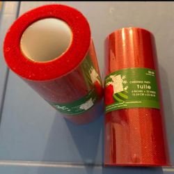 Tulle netting sparkle glitter red 2rolls gift wrapping bow making crafting
