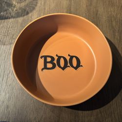Halloween “BOO” Serving Bowl — Large Orange Stoneware Bowl (13”)