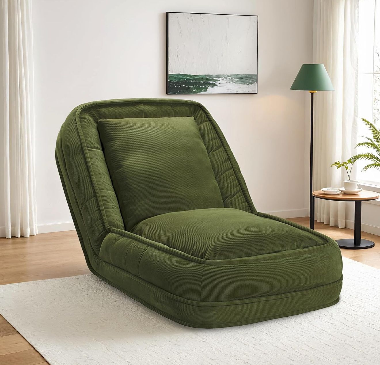 π 4-in-1 Floor Sofa Chair Lounger β Olive Green | Foldable Sleeper | Open Box