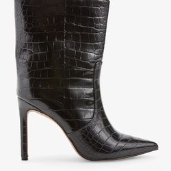 Express Faux Leather Croc Thin Heel Boots