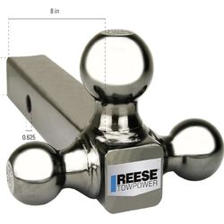 Tri-Ball Trailer Hitch Ball Mount, 1-7/8 Inch, 2 Inch, 2-5/16 Inch Trailer Hitch Balls, Fits 2 Inch Square Receiver, 10,000 lbs. Capacity