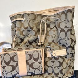 Coach Canvas Bag With matching Wallet