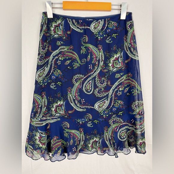 Vintage Paisley Flowy Midi Skirt Sz 4p