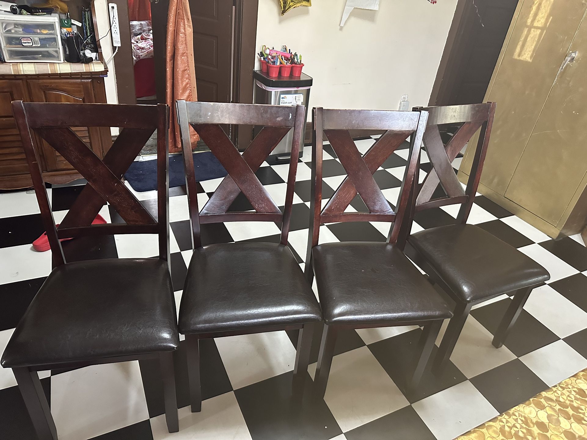 Wood Dining Table And 4 Chairs Set