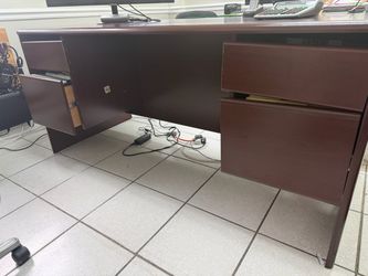 Large Mahogany Office Desk with Drawers