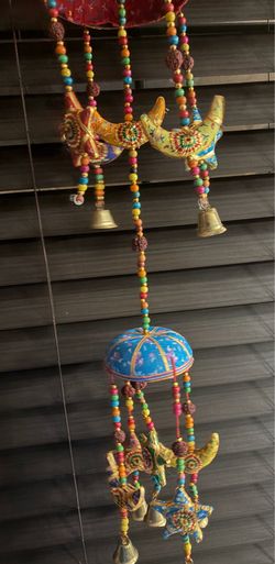 WIND CHIME HANDCRAFTED ELEPHANT PATTERN BELLS AND BEADS