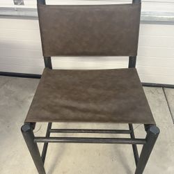 4 Wood And Leather Chairs 