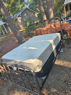 Bed frame is a queen and boxspring and mattress is a full. Make offer for 1 or all.