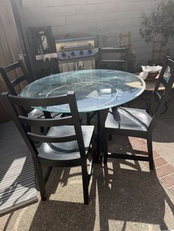 Round glass Dining table with 4 chairs