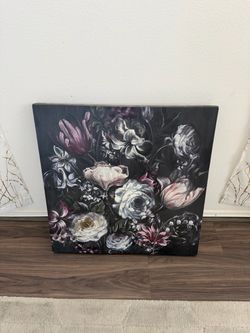 Dark Floral Canvas Wall Art $20