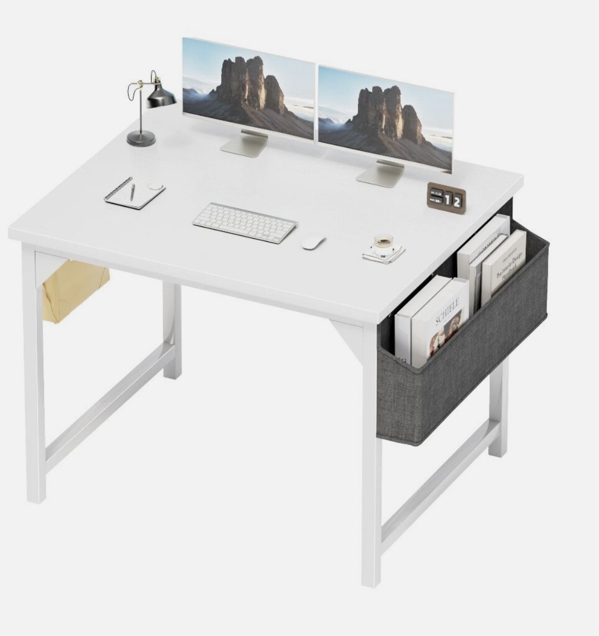 32 Inch Computer Desk, Wood Modern Simple Home Office Table for Small Spaces with Storage Bag and Headphone Hook