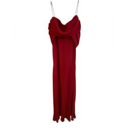 Betsy and Adam Red Cowl Neck Formal Gown 14W, Wedding Guest Prom, USA Made