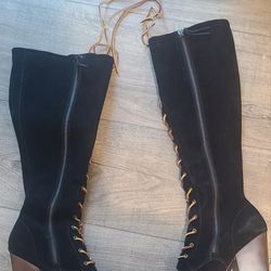 Latigo Frederica Black Suede Boots Size 9.5