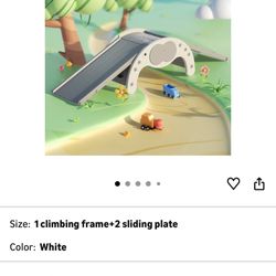 Children's Indoor Climbing Slideway Swing Playground 4-in-1 Function: Slide, Rock Climbing, Balance Board and Cradle Safe and Solid Montessori Toys Wh