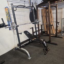 Squat Rack, Bench, Barbell 2-25lbs 