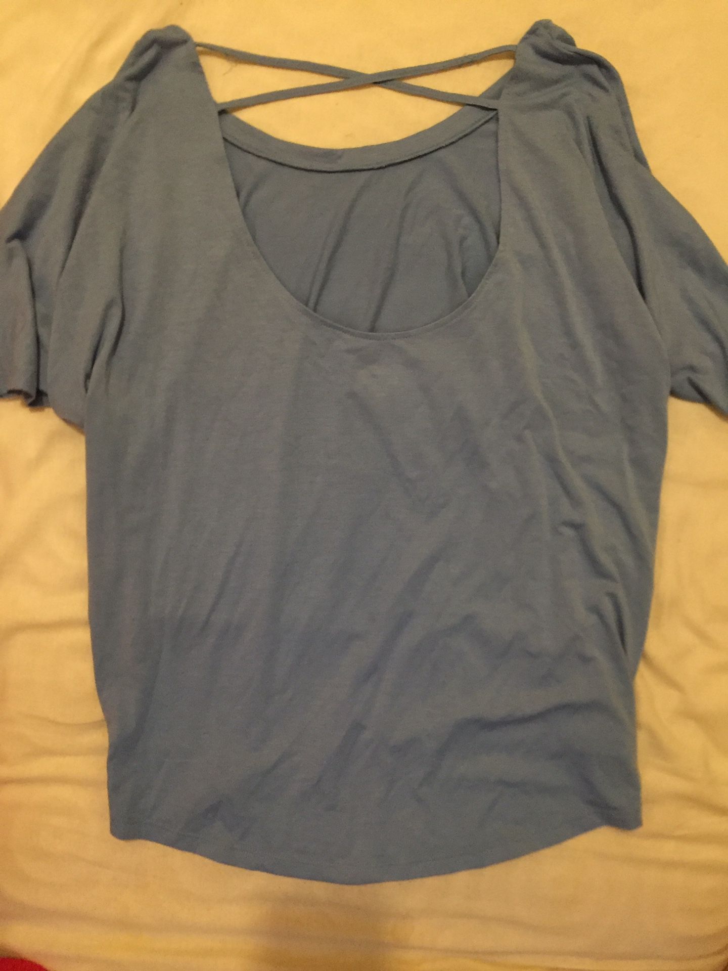Blue Size Medium Shirt Cross Back