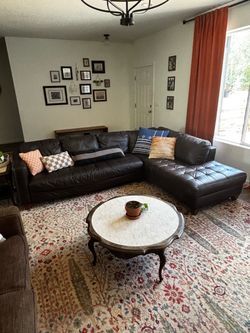 Dark Brown Leather Sectional Sofa