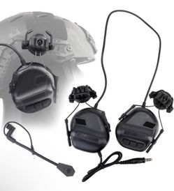ATAIRSOFT Tactical Headset Unlimited Power Intercom with Microphone Waterproof Hunting Shooting Headphones Earmuff No Noise Reduction Function (Black)