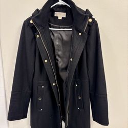 Michael Kors Wool-Blend Hooded Coat - L