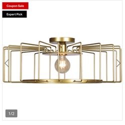 Wired LED 23 inch Gold Semi-Flush Ceiling Light