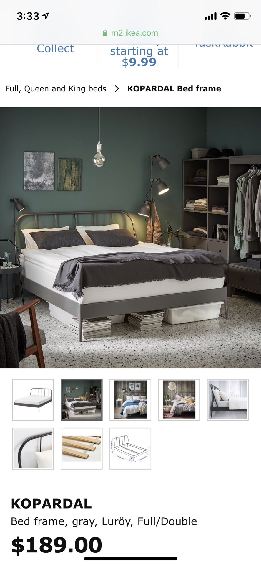 Ikea KOPARDAL Bed frame, gray, Luröy, Full/Double for Sale in Carlsbad