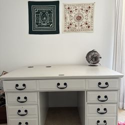 White Desk With Internal Outlets 