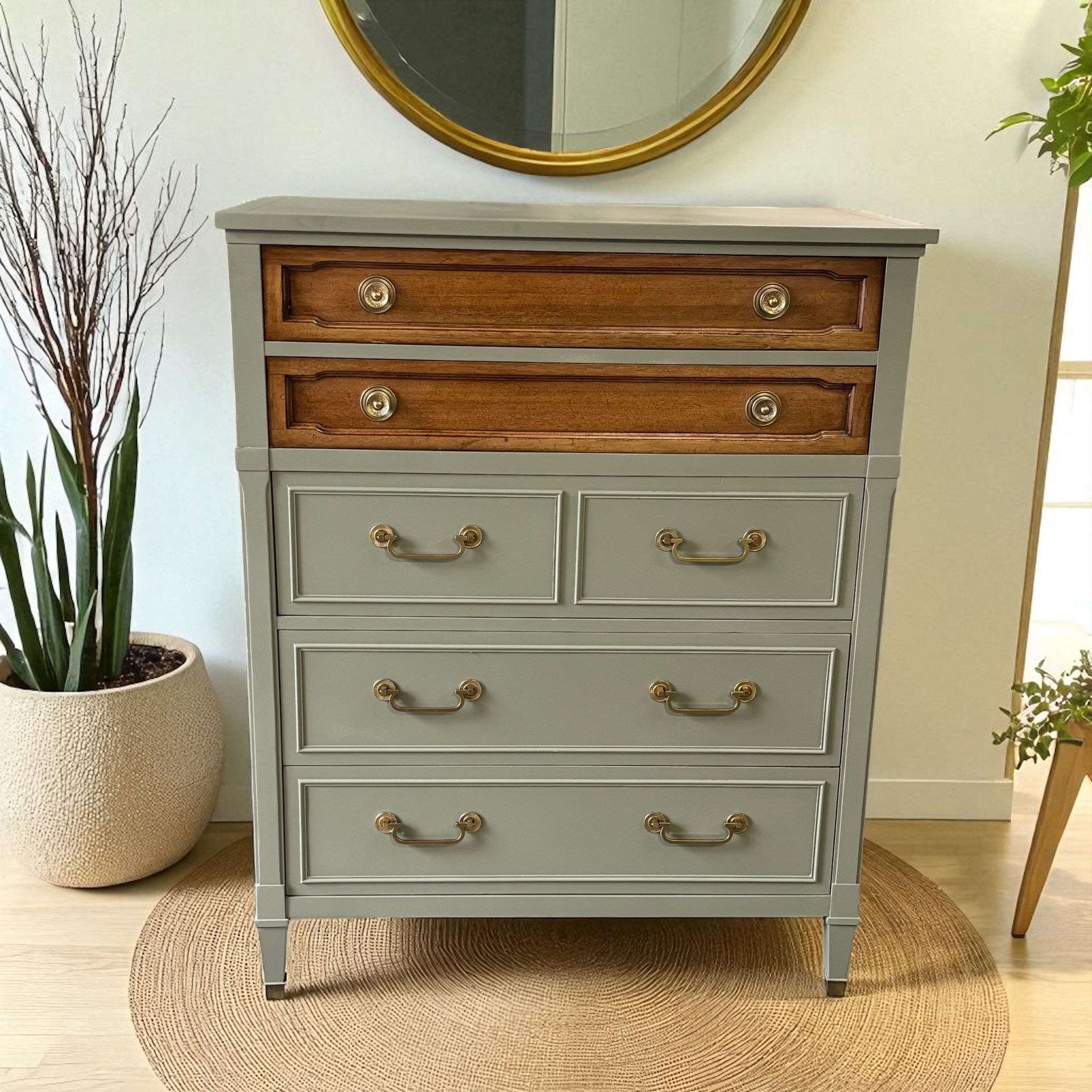 Vintage MCM Green Dresser 