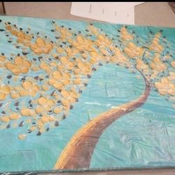 3D Flower Tree Wall Oil Painting