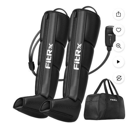 Fitrx Professional Air Compression Recovery System, Cordless Rechargeable Compression Boots for Circulation, Full Leg Foot Massager Pressure Boots for
