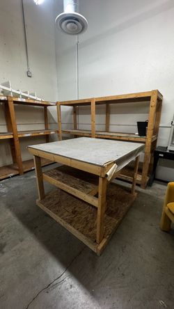 **Warehouse Cleanout — Heavy-Duty Custom Wooden Shelving Lot