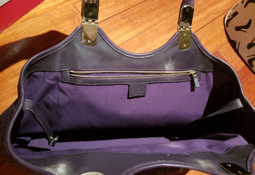 GUCCI Purple/Aubergine Leather Limited Edition Tote/Handbag