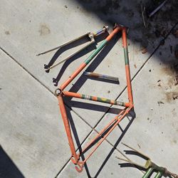 Vintage lugged road bike frame set.