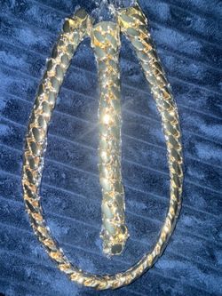 24” 22mm Miami Cuban Link SET Chain Necklace  Bracelet 14k Gold Plated SOLID Box Lock