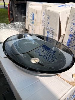 Brand New Black Glass Vessel Sink 15x20