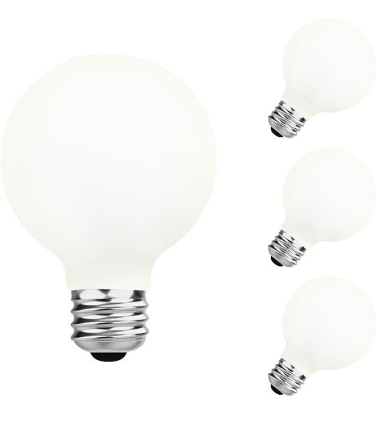 4 Pack LED VintageGlobe Light Bulb G80 7W E26 Base Porcelain White NEW Dimmable