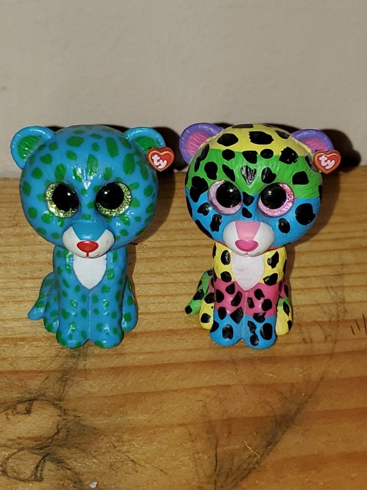 TY Mini Boos Dotty And Leona Leopards! Series One Figures! Excellent Condition!