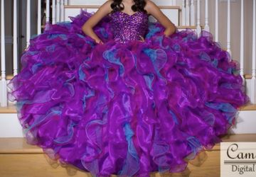 Disney purplish-Cherish-turquoise quinceañera (size 6)