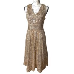 Women Gold Sequin Formal Dress Size Small 