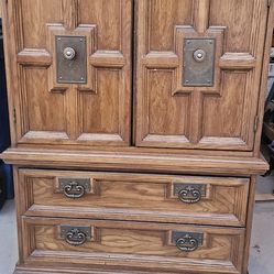Spanish Revival dresser solid oak gentleman's cabinet