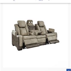 Ashley Next-Gen DuraPella Power Reclining Sofa w/ Adjustable Headrests