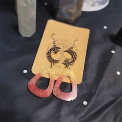 🔥HUGE earring SALE! Handmade Pink Ombre Crescent Moon Dangle Earrings