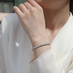 Fifty8 Moissanite Pave Bracelet, 925 Sterling Silver, Gravitational Pull