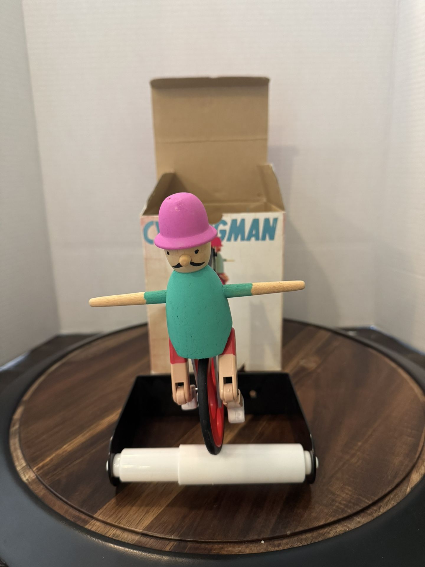 Vintage 1988 Cycling Man Novelty Toilet Paper Holder