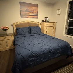 Full Size Headboard Along With Rails Just For 50 , End Table Set With Charging Station For 50