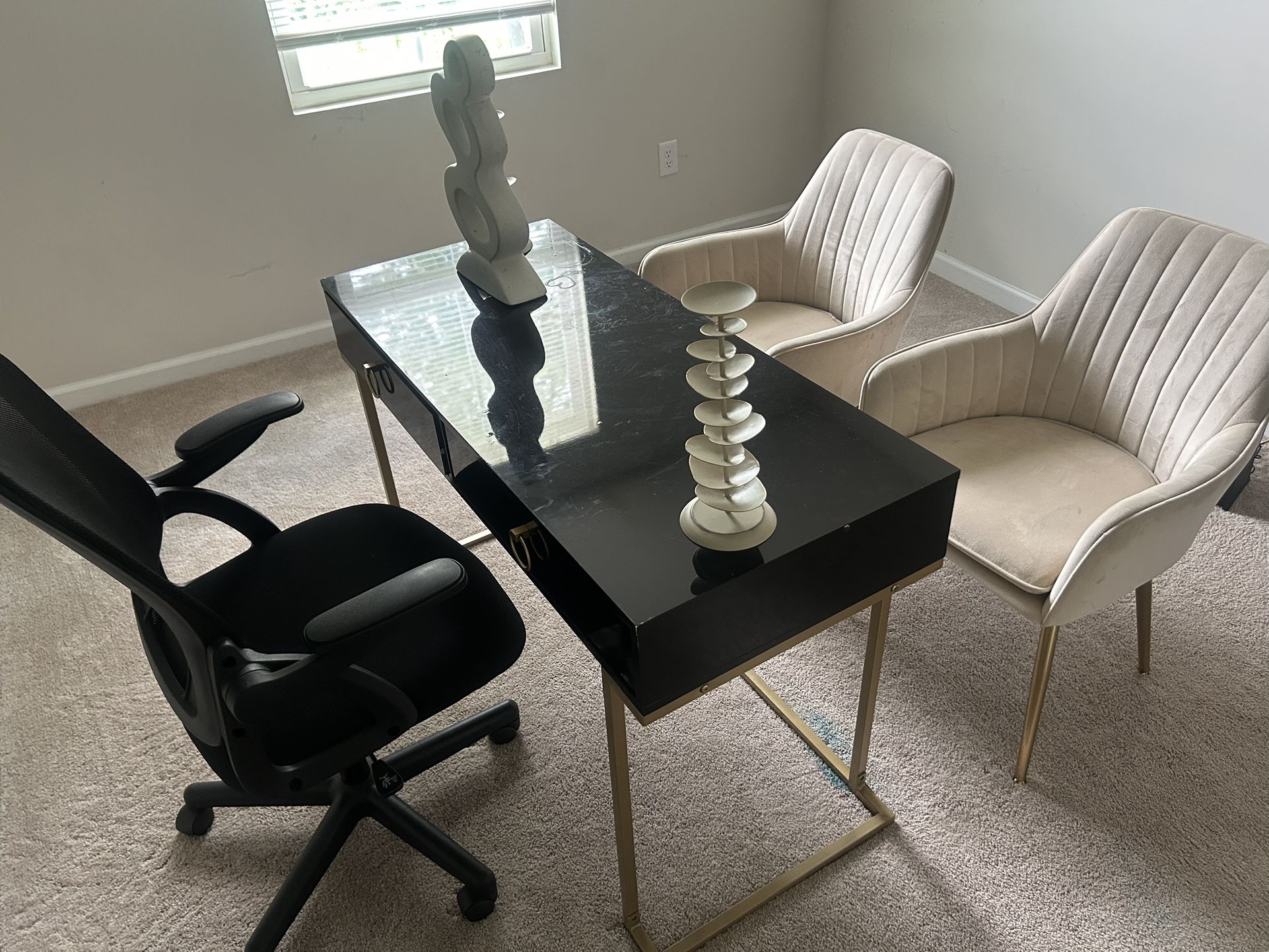 Desk & 3 Chair Set